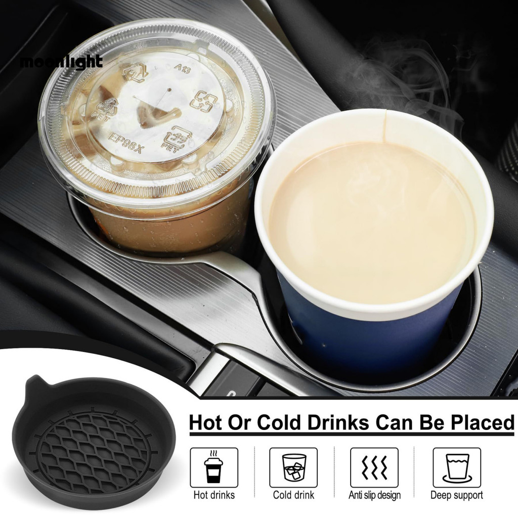 2pcs Silicone Car Coasters with Handle Design – Easy to Clean Drink Cup Holder Protectors Anti-slip Water Absorbing Ac