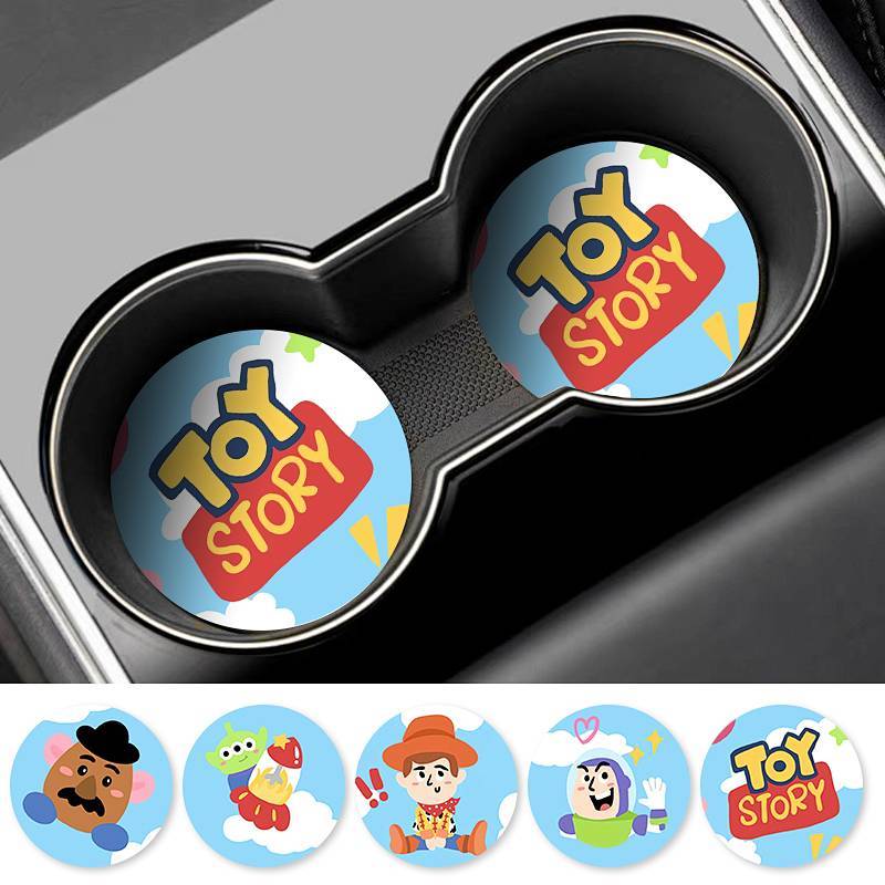 Toy Story Car Coaster Car Creative Water Cup Mat Car Interior Ornaments Non-Slip Storage Pad rFb9