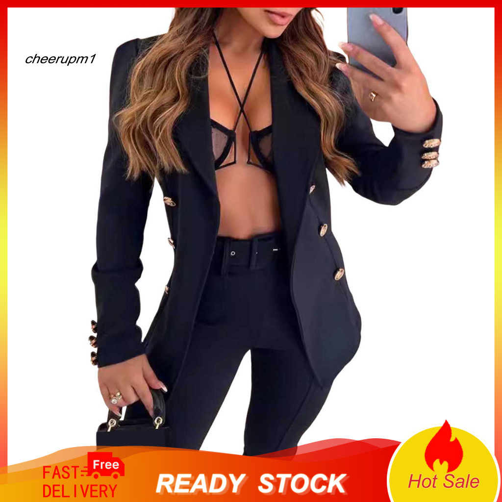 Women Suit Jacket Solid Color Coat Women’s Business Slim Fit Long Sleeve Blazer Open Front Cardigan Professional Offic