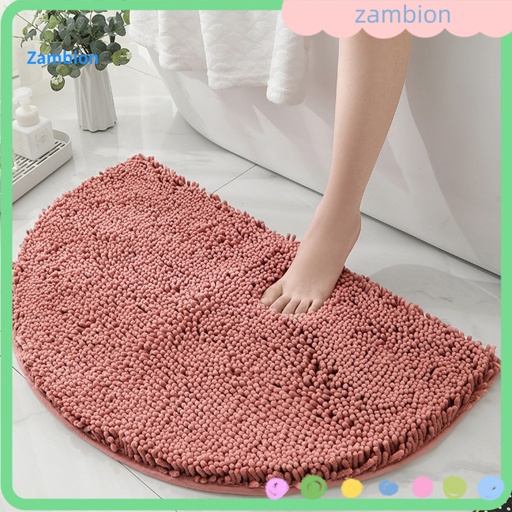 Bathroom Floor Mat Super Absorbent Bath Semicircle Non-slip Soft Chenille Rug for Shower Bedroom Anti-slip Thick Pad
