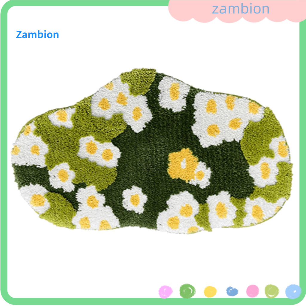 Moss Bath Mat Non-slip Bathroom Rug Floor Carpet Soft with Cartoon Flower Print Thick Water Absorption for Bedroom Entry