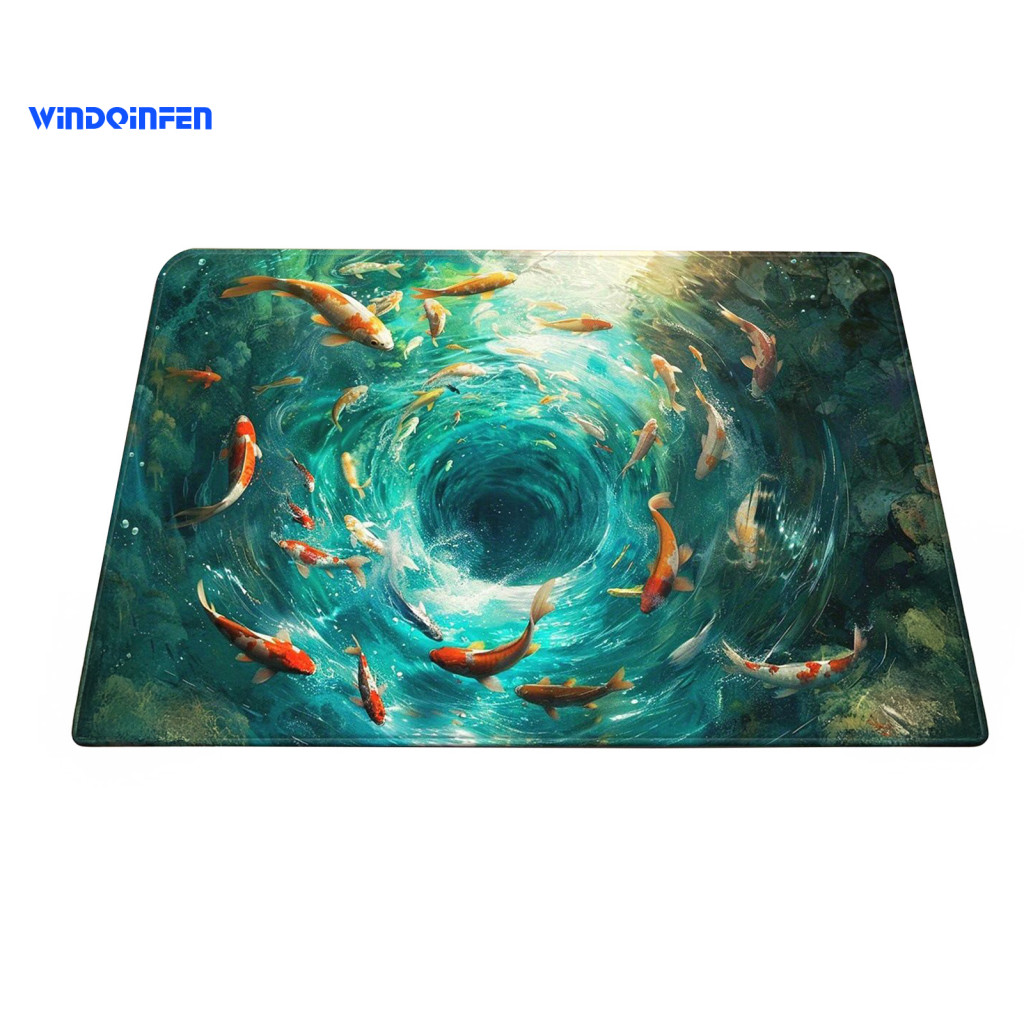 Water Absorbent Mat 3d Optical Illusion Rug Pond Fish Door – Realistic Sea Floor for Bathroom Kitchen Room Bedroom Ent