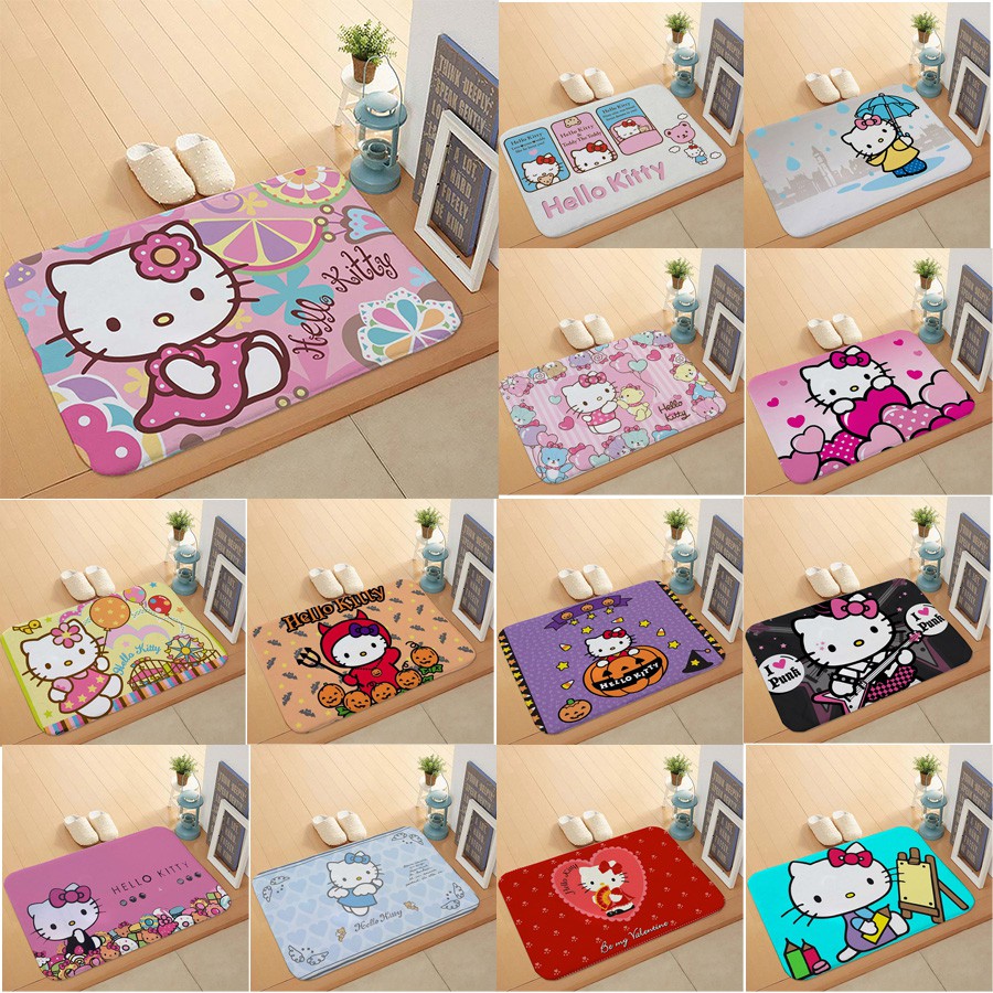 [Goods in stock] Hello Kitty thick flannel carpet non-slip floor mat bathroom kitchen bedroom foot pad water-absorbing