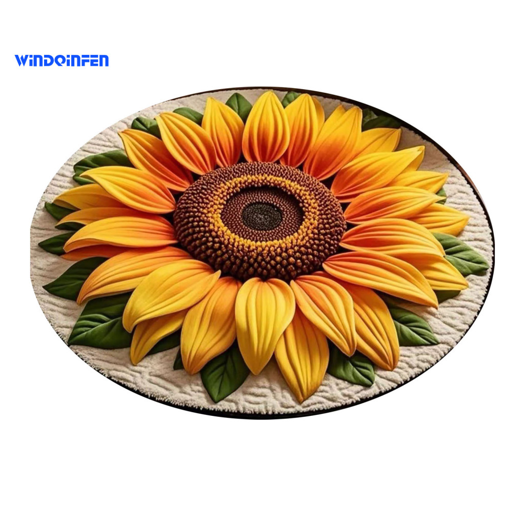 Soft Floor Mat Skin-friendly Bath 3d Floral Round Rug Peacock Design Non-slip Area for Living Room Bedroom Bathroom Kitc