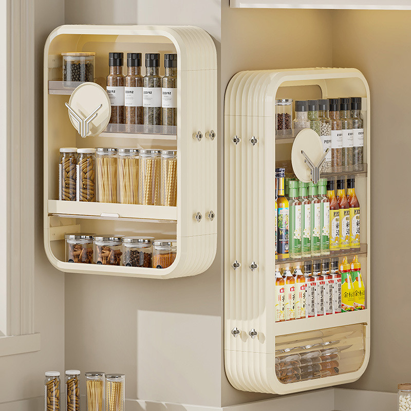 Light Luxury Cosmetics Storage Box Kitchen Punch-Free Wall-Mounted Storage Rack Large Capacity Bathroom Skincare Shelves