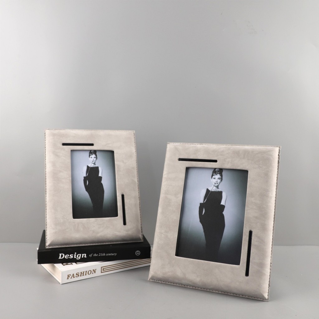 GAPV European-style light luxury high-end leather photo frame desktop ornament for living room, bedroom, study, TV cabin