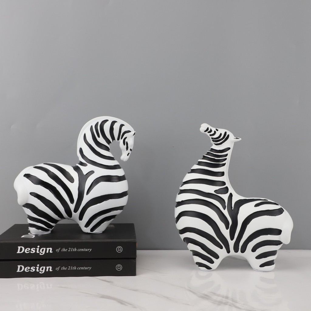 JMOS European-style light luxury art abstract zebra resin ornament for entryway, bedroom, living room, study, model home