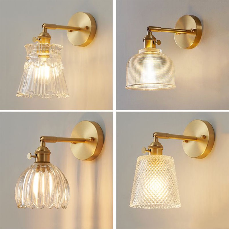 CZHLIFE Nordic Luxury All-Copper Wall Lamp , Vidro-Shaded LED Light , Arandela Decorativa Para Corredor , Sala De Estar