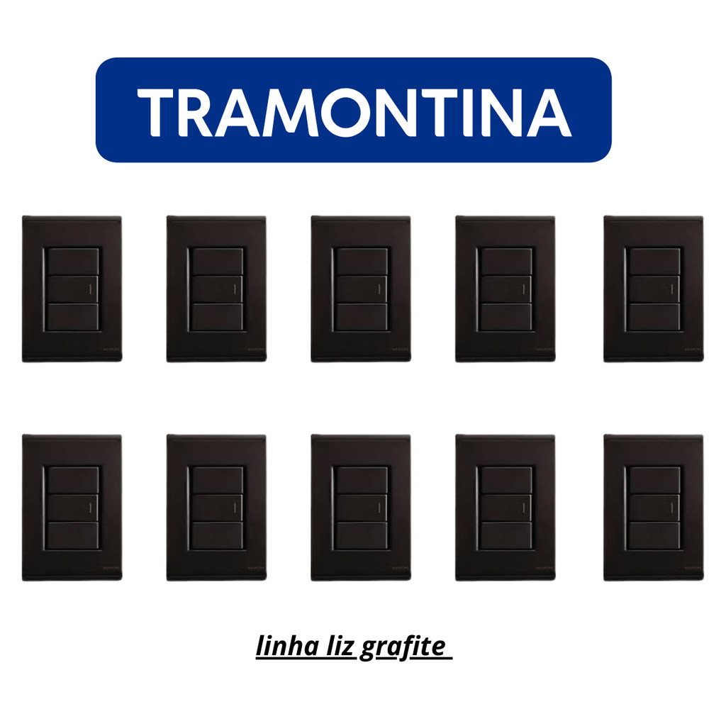 Kit 10 Interruptor Paralelo 1 Tecla Tramontina Liz Grafite