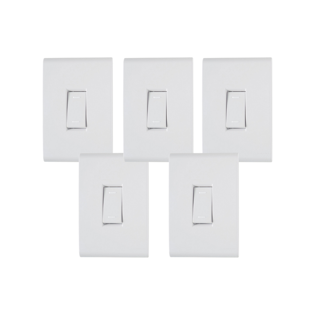 Kit 5 Interruptores Paralelo 1 Tecla Tramontina Liz Branco