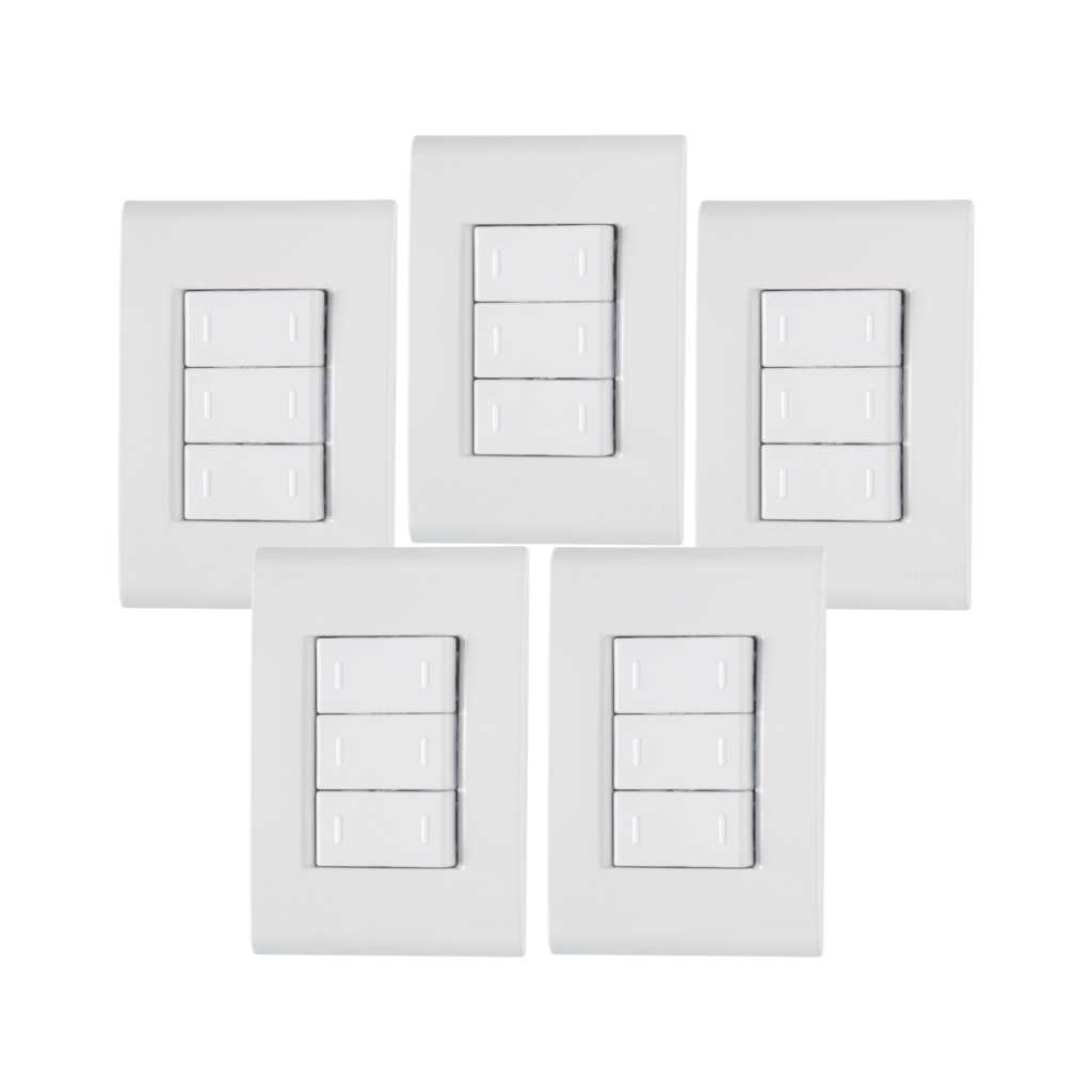 Kit 5 Interruptores Paralelo 3 Teclas Tramontina Liz Branco