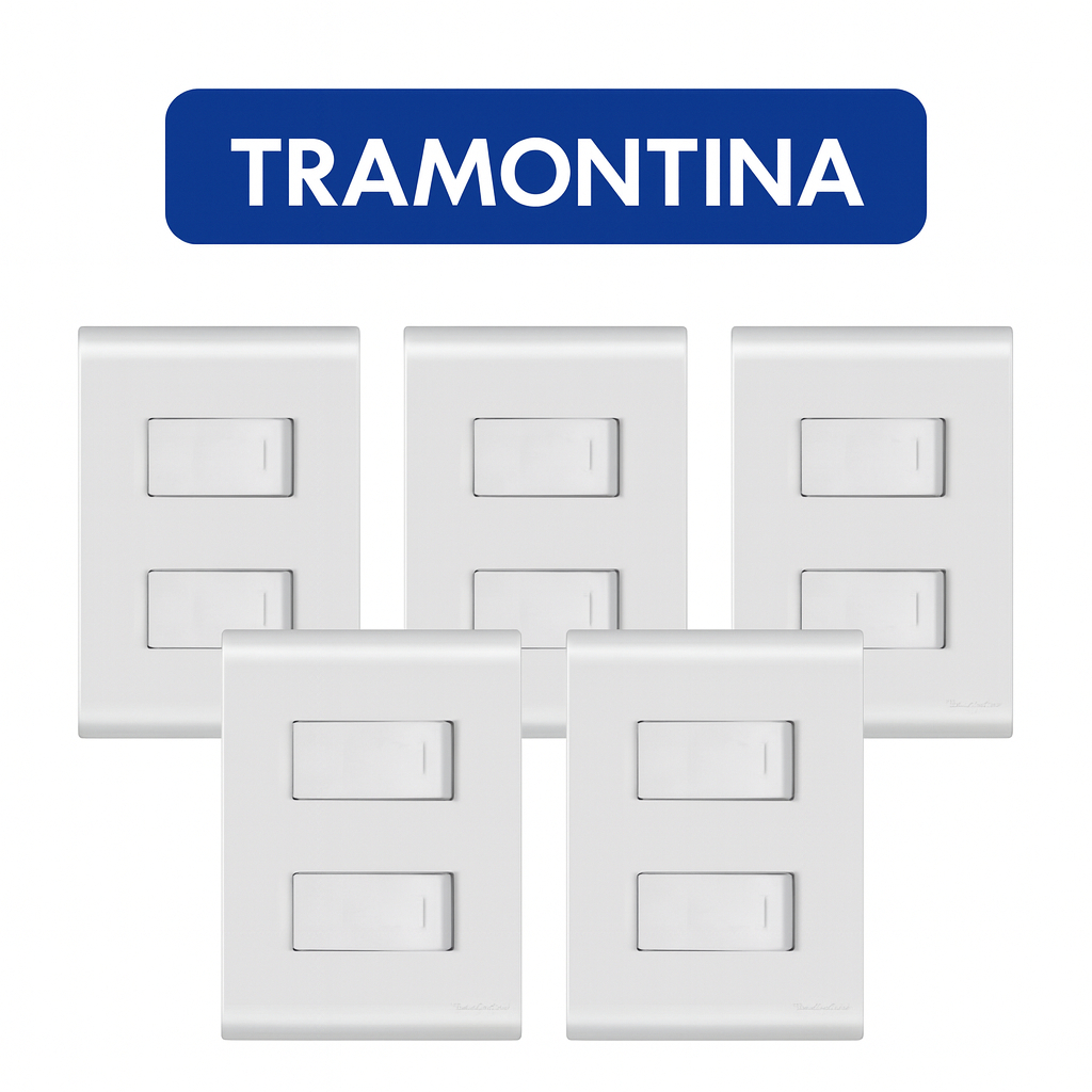 Interruptor Paralelo 2 Tecla - Tramontina Liz Branca - 5 UND