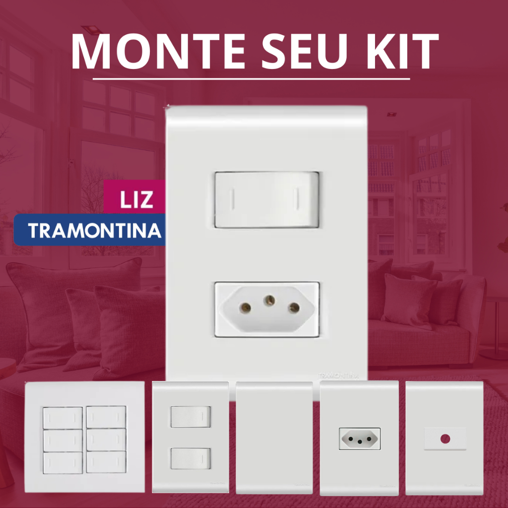 Tomada 10A 20A Tecla Interruptor Branco LIZ Tramontina - Monte Seu Conjunto Placa 4x2 4x4 E Módulos