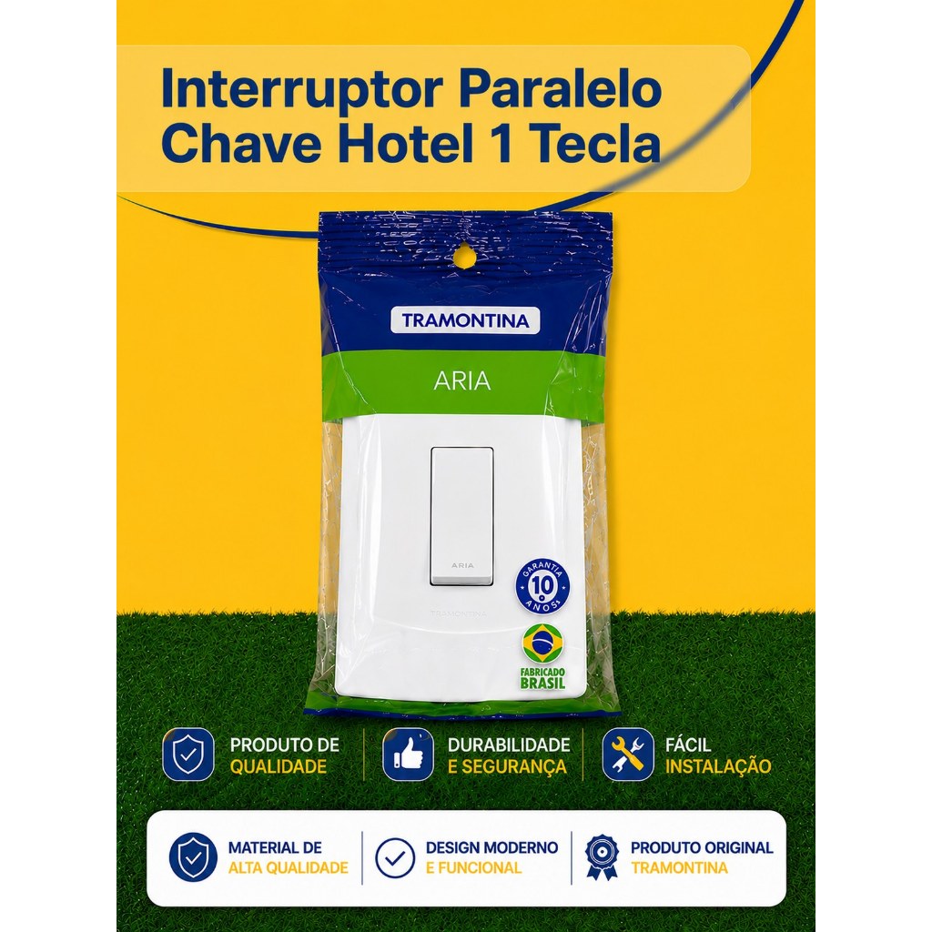 Interruptor Paralelo Chave Hotel 1 Tecla 6 A 250V 4x2 Aria Tramontina Branco Embutir Residencial