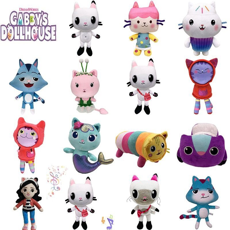Hot 25cm Gabby Dollhouse Plush Toy CUTE Cartoon Stuffed Animals Sereia Gato Boneca Para Crianças Presentes de Natal DINE