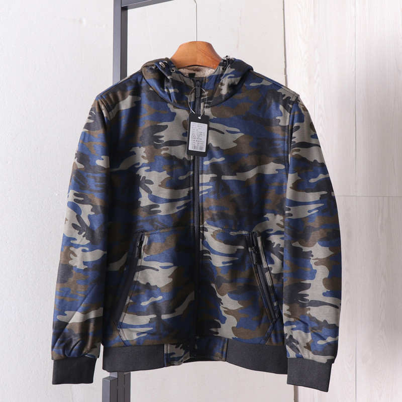 Pin P Order Denso Fleece Outono Inverno Masculino Casual Com Capuz Forro De Lã Jaqueta Moletom Camuflagem Cordeiro Flee