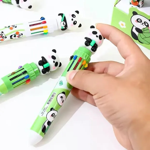 Caneta 10 Cores Urso Panda Encantado - UNID - Produto Importado - Papelaria Fofa