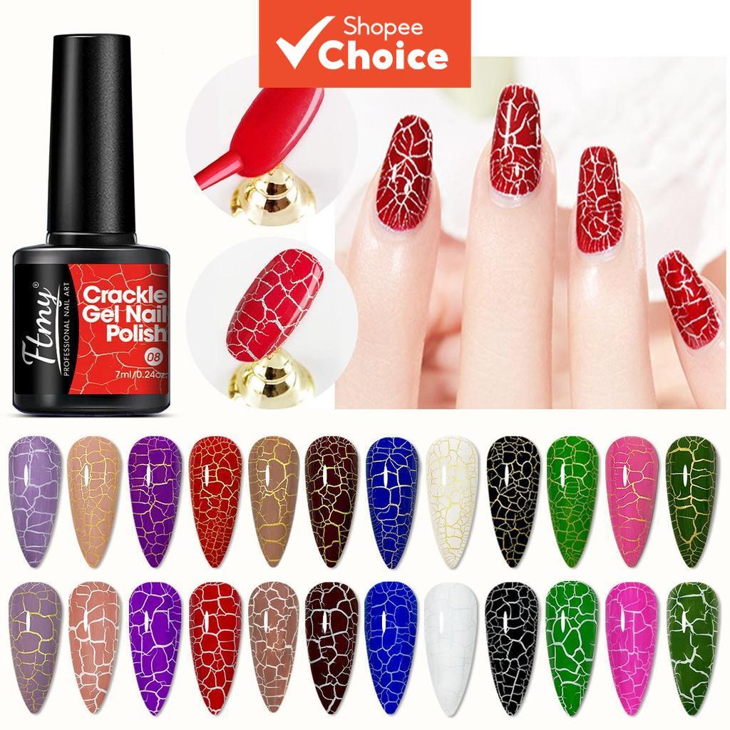 Esmalte em gel para unhas com efeito de rachadura: esmalte decorativo resistente e não danifica as unhas com UV/LED - 7