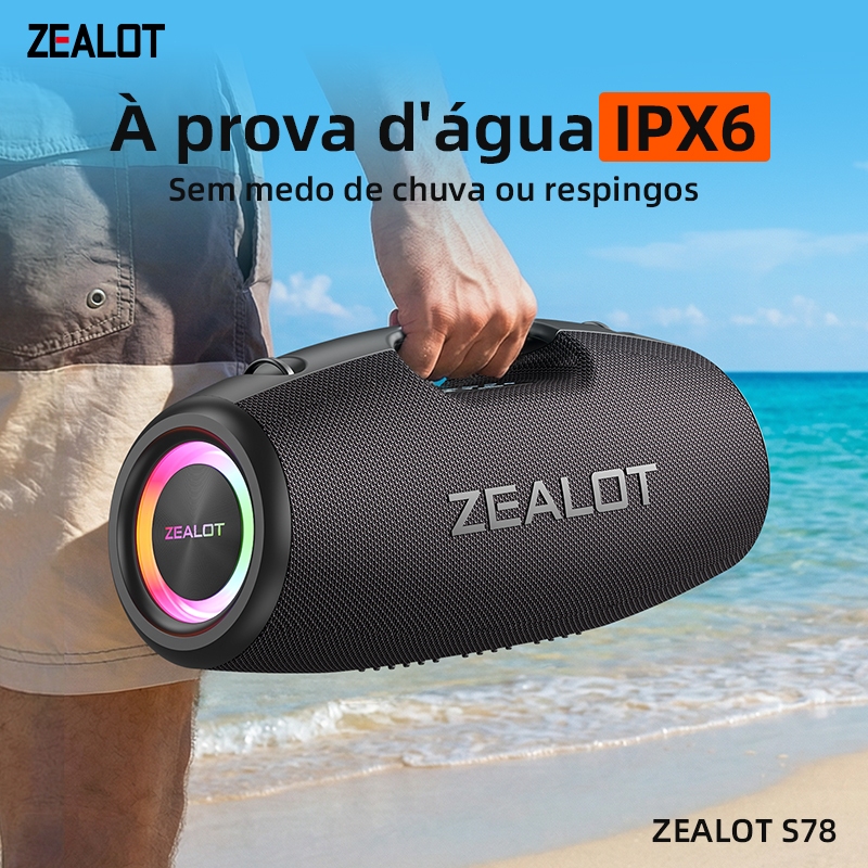 ZEALOT S78 Caixa de Som Bluetooth 120W Portátil Outdoor 24000mAh TWS IPX6 Potente Longa Duração Power Bank