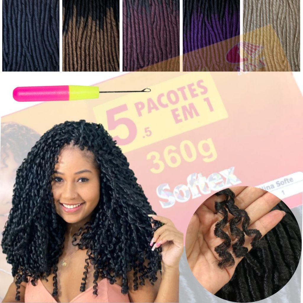 Cabelo Cacheado Dred Original Nina Softex Pacote Econômico 5x1 360 gramas