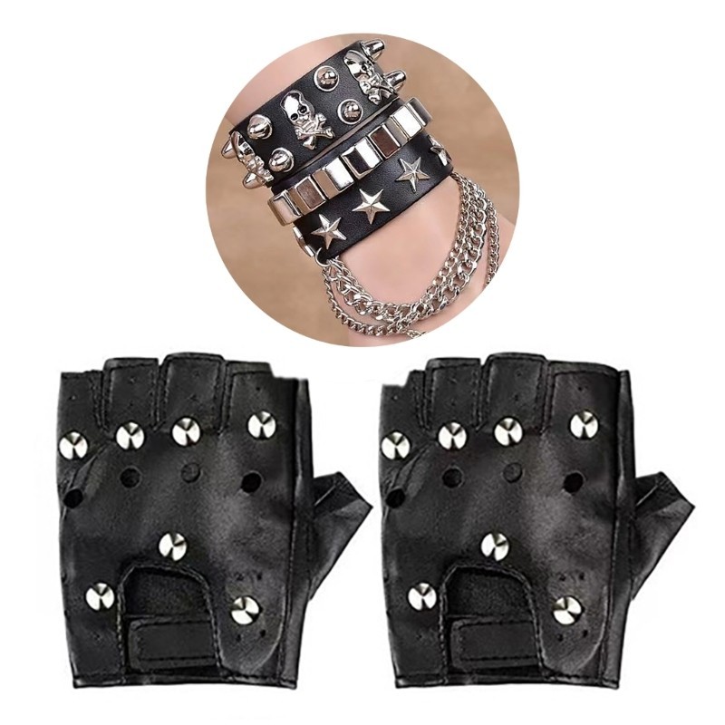 CM Rocker Costume Perucas Fancy Dress Up Acessório 70s 80s Disco Trajes