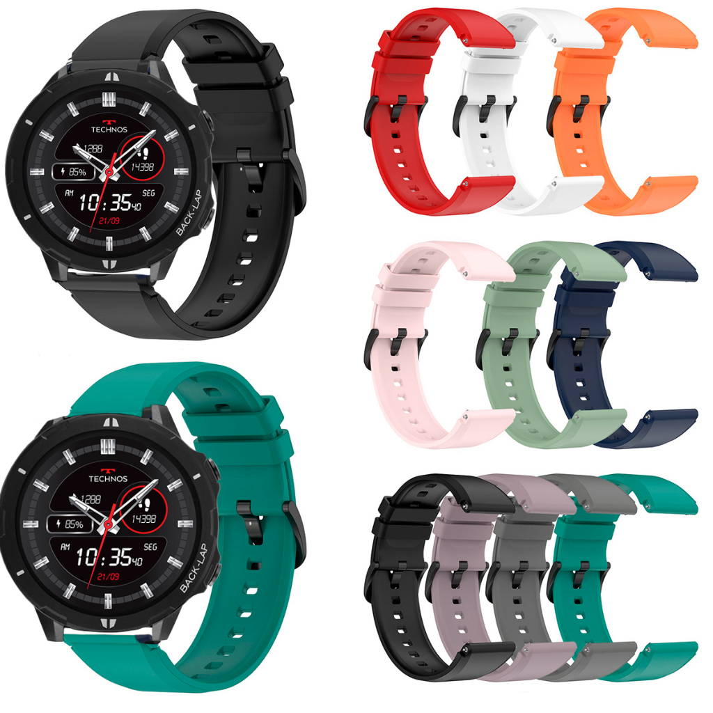Pulseira De 19mm Compativel Com Technos Connect SPORTS De Silicone ajustavel
