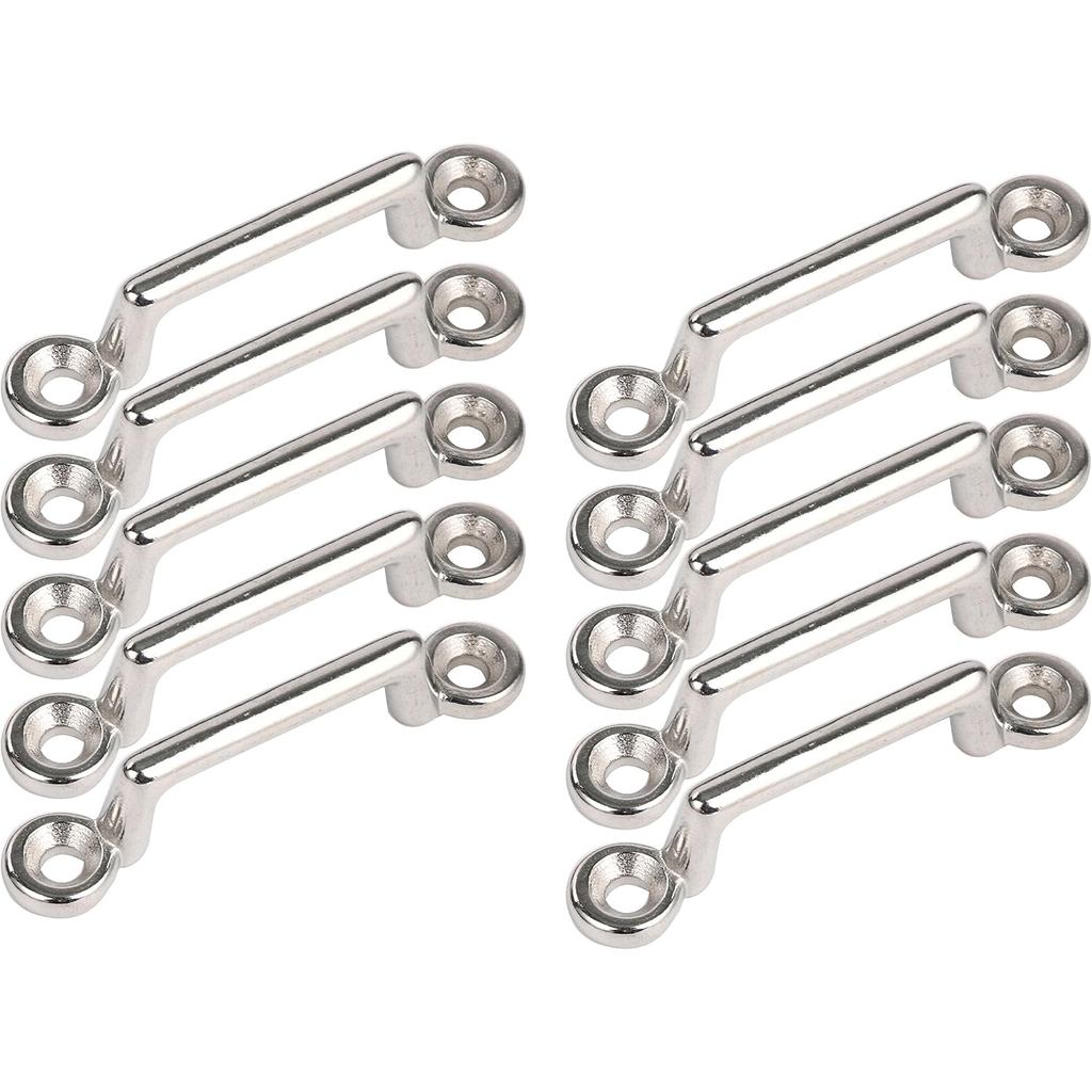 Amarine Made Pack of 10 Stainless Steel Bimini Top Strap, Pad Eye,Footman's Loop for Jeep Corvette, Buggy, Kayak Tie Dow
