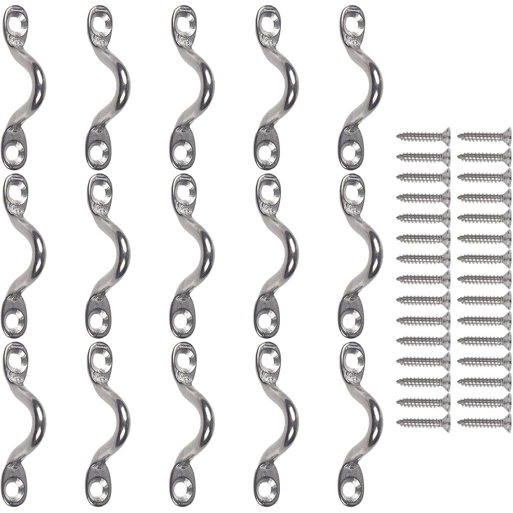 15-Pack M4 304 Stainless Steel Pad Eyes – Heavy Duty Bimini Top Hardware with Rope Loop, Eye Straps & Tie Down Anchors f