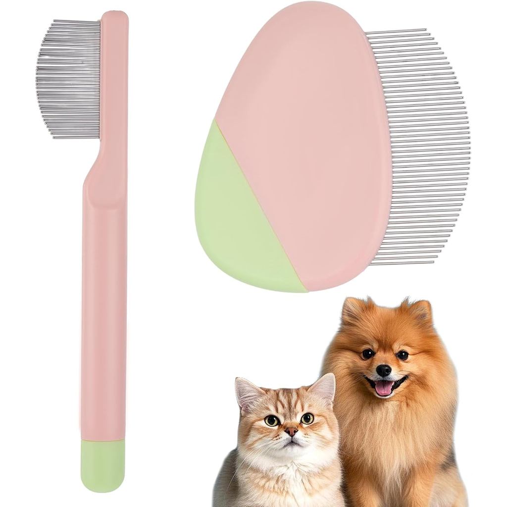2Pcs Professional Eye Comb for Pets Stainless Steel Dog Eye Comb Gentle Facial Combs for Dogs & Cats Stress-Free Tear St