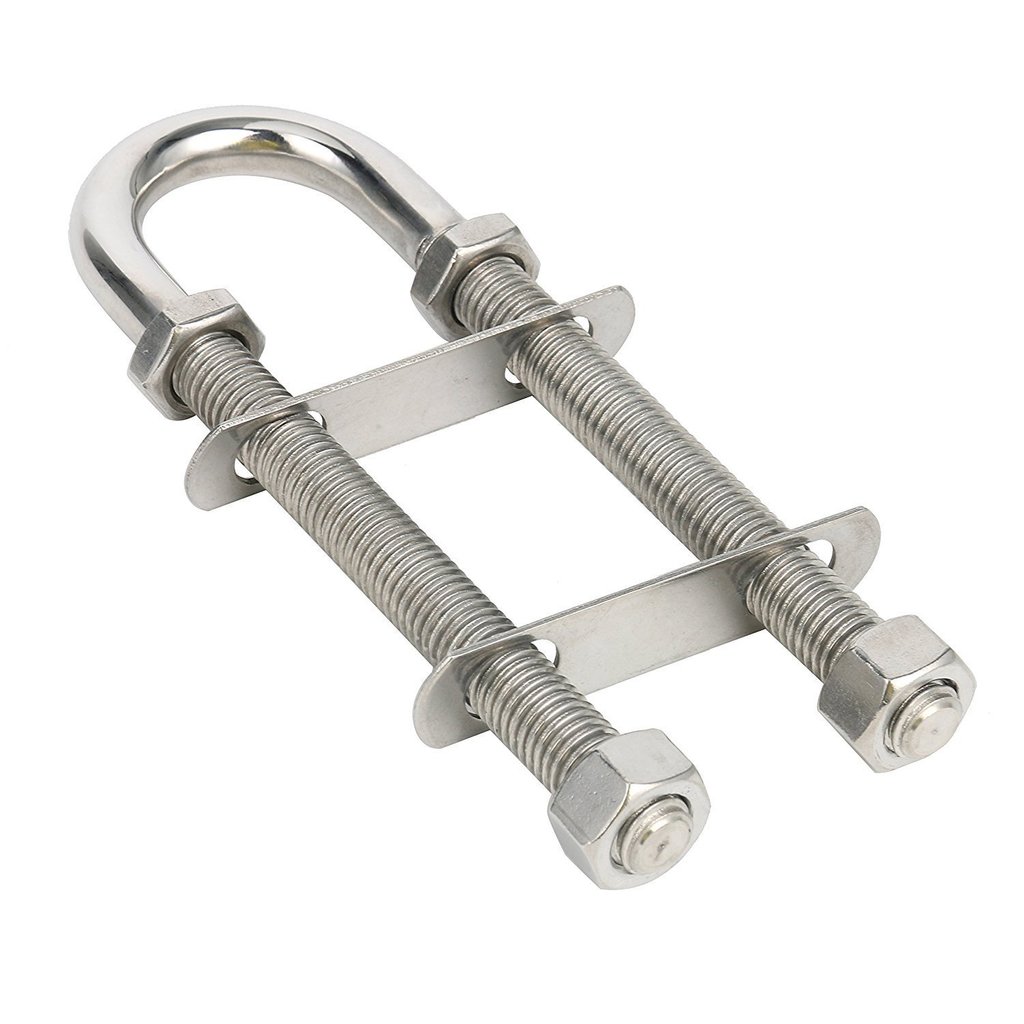 Amarine-made Stainless Steel Marine Boat Stern Bow Eye Tie Down U Bolt (1/2-Inch and 3/8-Inch Optional) (Silver, 3/8