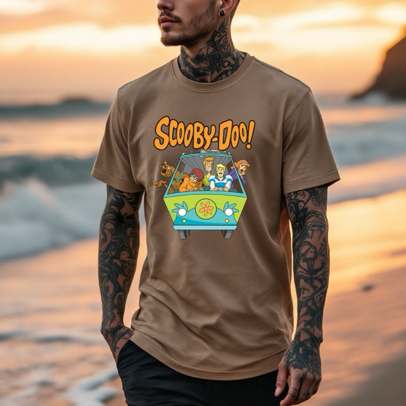 Camiseta Algodão Desenho Cachorro Salsicha Mistério Unissex Blusa Masculina Scooby Doo Filme Infantil Verão Geek