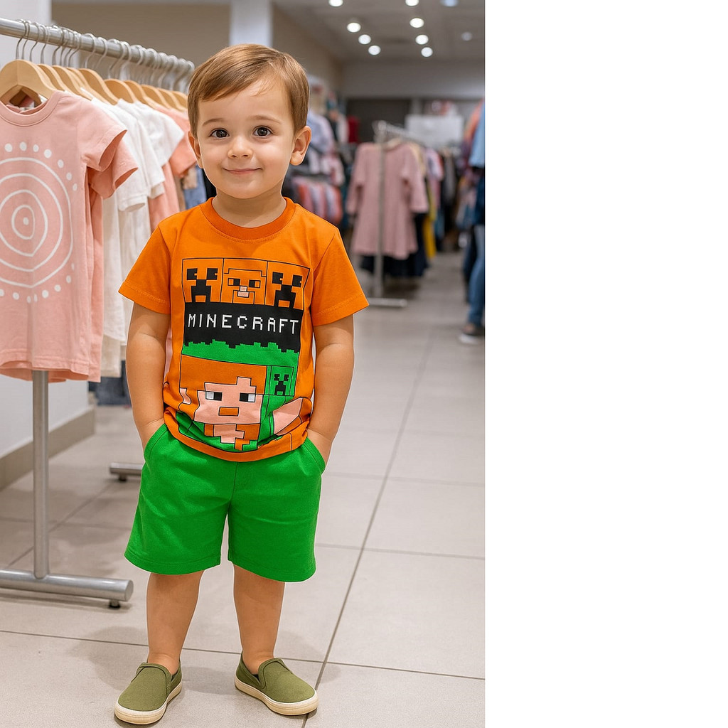 Camiseta infantil menino Minicraft - Scooby Doo e outros
