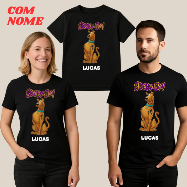 Kit 3 Camisetas Pretas Algodão Scooby Doo Personalizada Estampada Com Opcão Nome