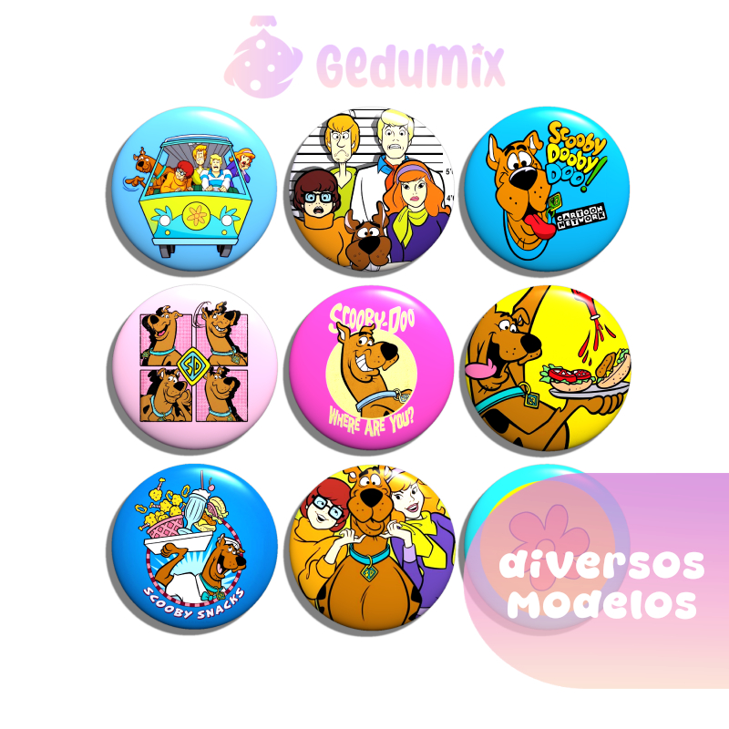 KIT 3 Bottons Broches Scooby Doo Máquina de Mistérios 1.0