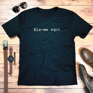 Kit Casal 2 Camisetas Pretas Masculina Feminina Algodão Premium Eis-me Aqui Gospel Evangélica Fé