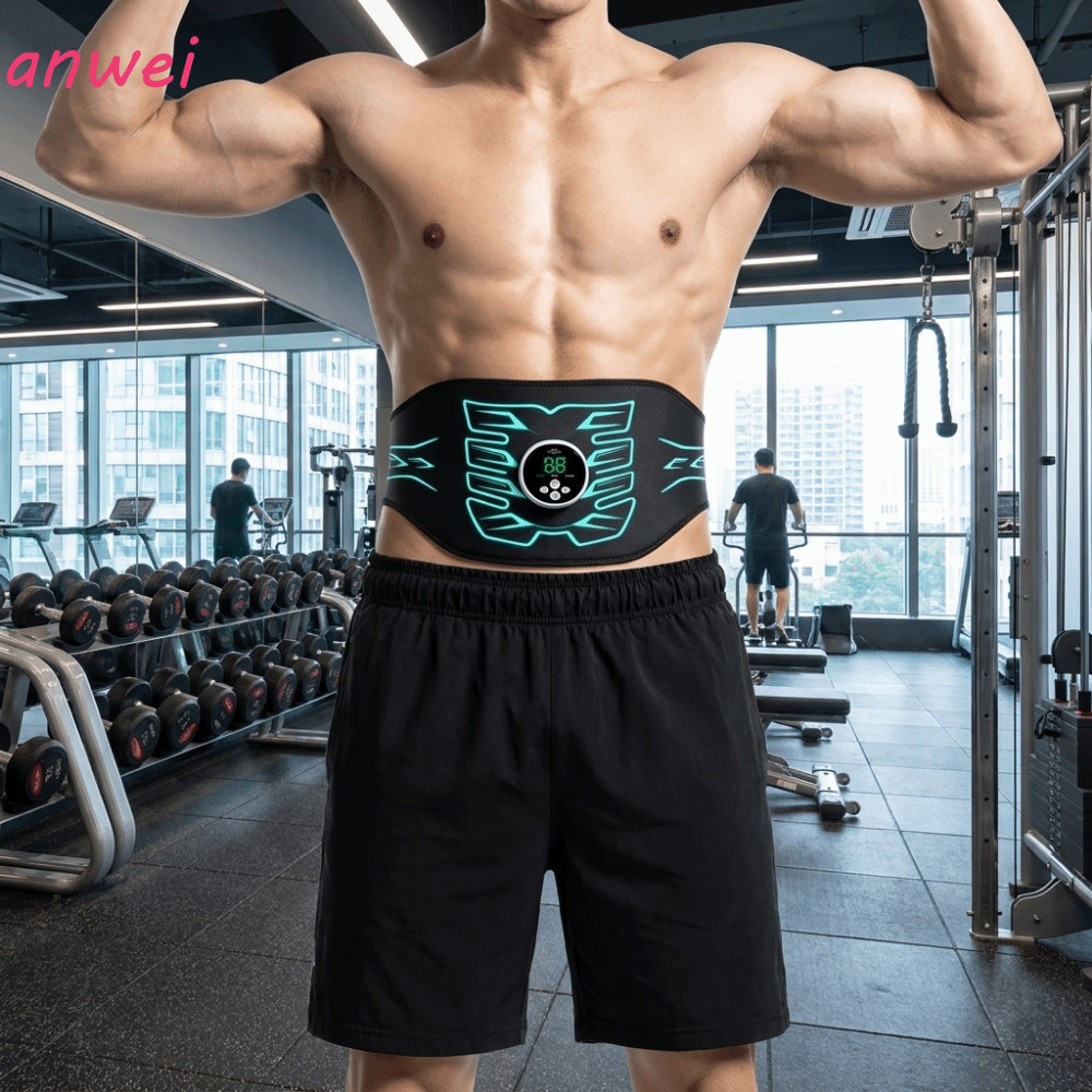 Cinto De Tonificação Abdominal ANWEI , Treinador De Toner Muscular Portátil EMS , Estimulador Inteligente De Recarga USB