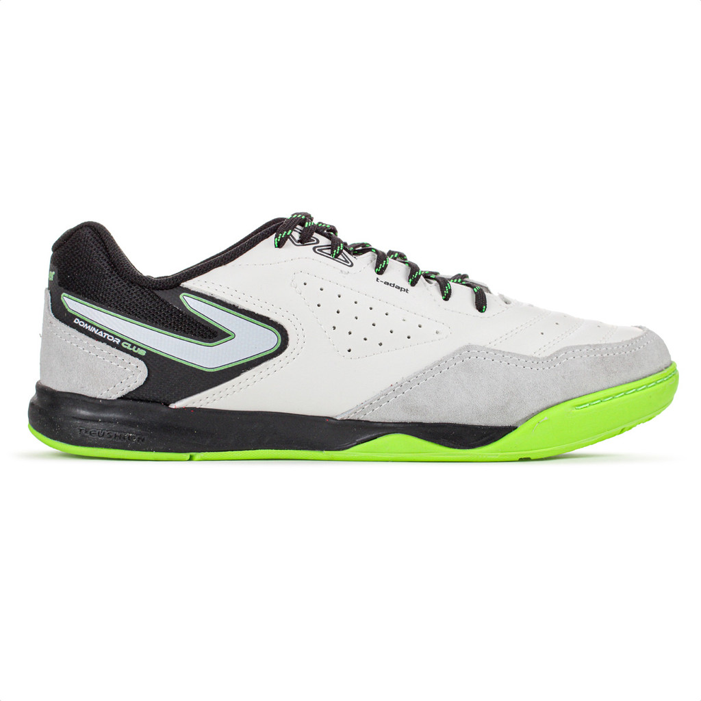 Chuteira Topper Futsal Dominator Club V Branco Preto e Verde - Masculino