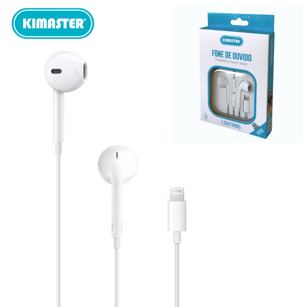 KIMASTER Fone de Ouvido iPhone com Fio Entrada Lightning Com Microfone