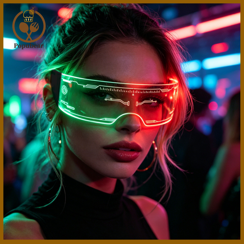 Flashing Led Eyewear Light Glasses Up 7 Colors 12 Flash Modes Cyberpunk Rave Sunglasses for Festivals Concerts Party Cos