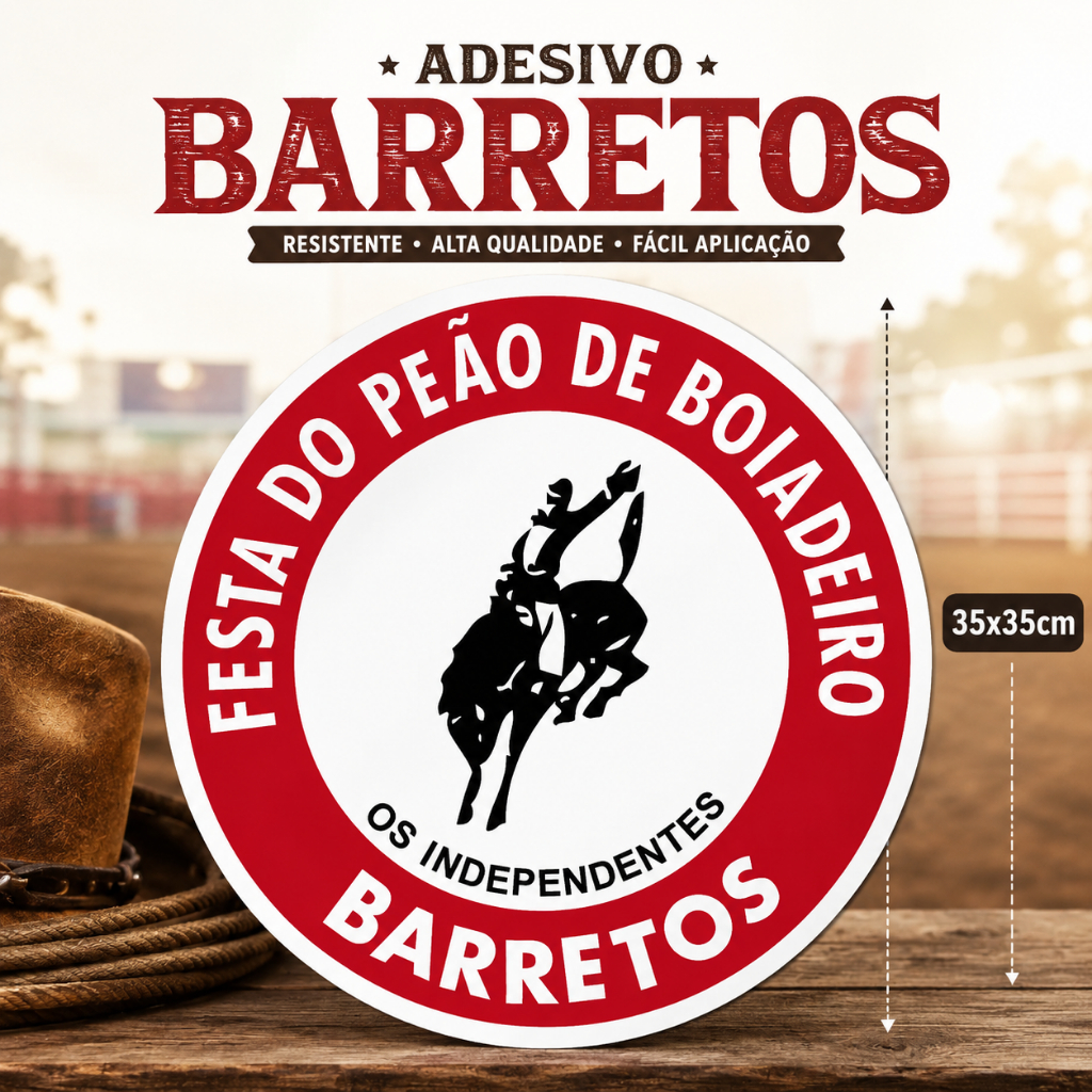 Adesivo Barretos Rodeio Festa do Peão Tradicional Oficial Vinil Premium 35xx35cm