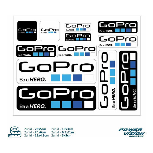 Cartela Kit Adesivo Compatível Gopro Kit 12 Adesivos