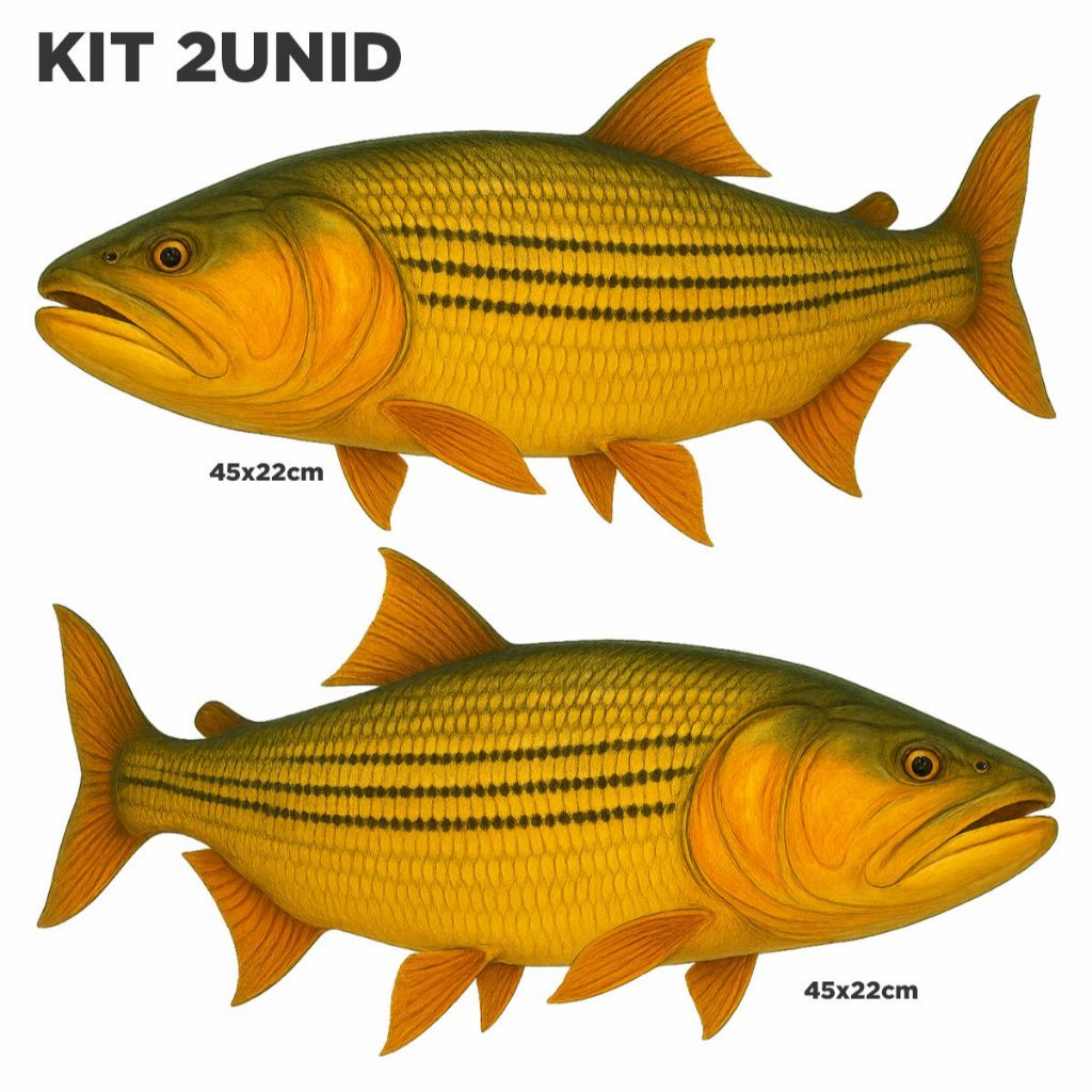 Adesivo Peixe Dourado Rei Do Rio Pesca Fish Gold Kit 2unid