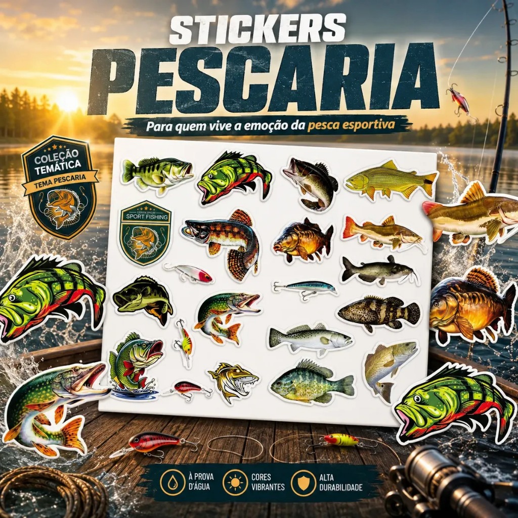 Adesivos Especíe De Peixe Pescaria Esportiva Pescador Barco