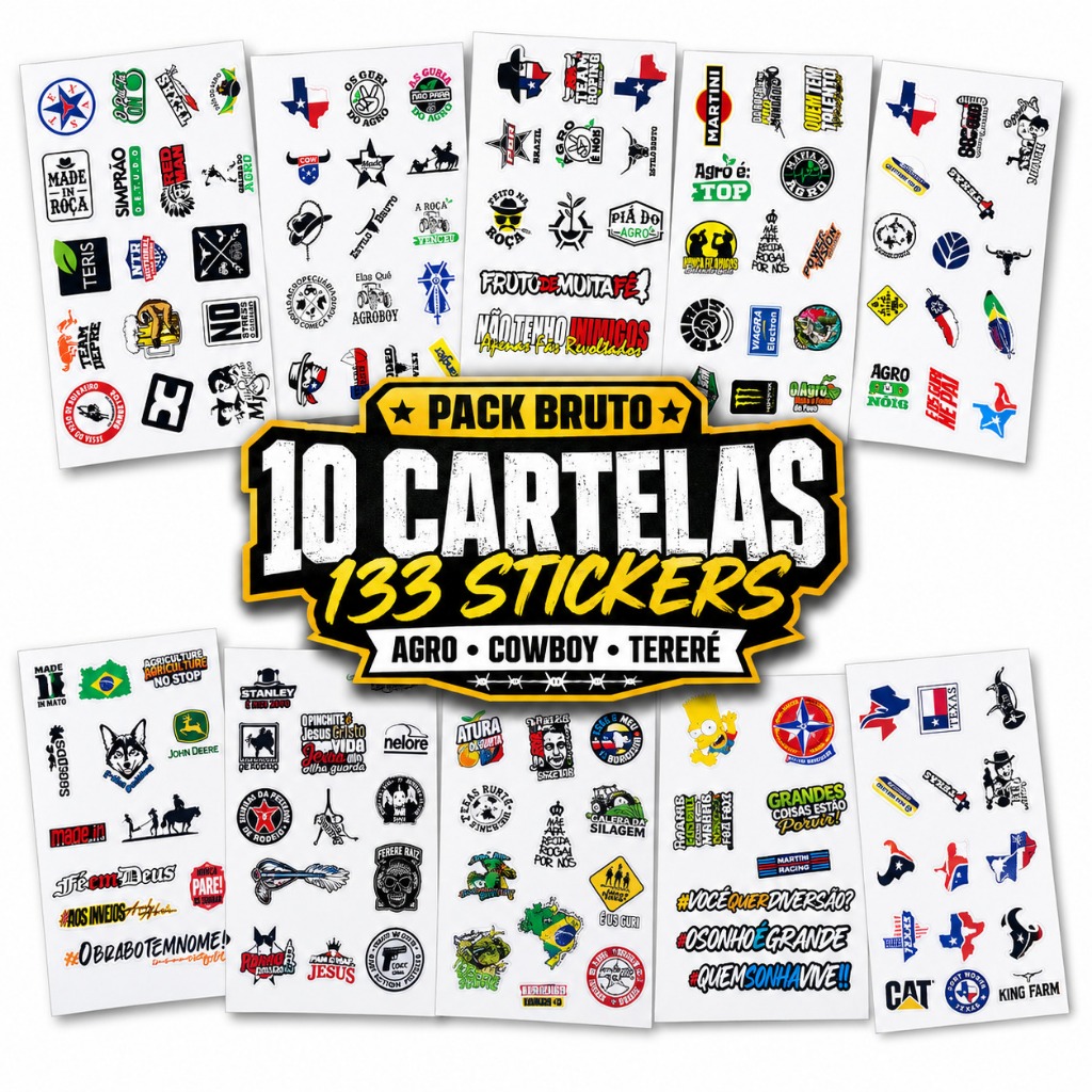 Adesivos para Garrafa Tereré Agro Country Kit 133 Unid Country Agronomia Sticker Rodeio 4x4