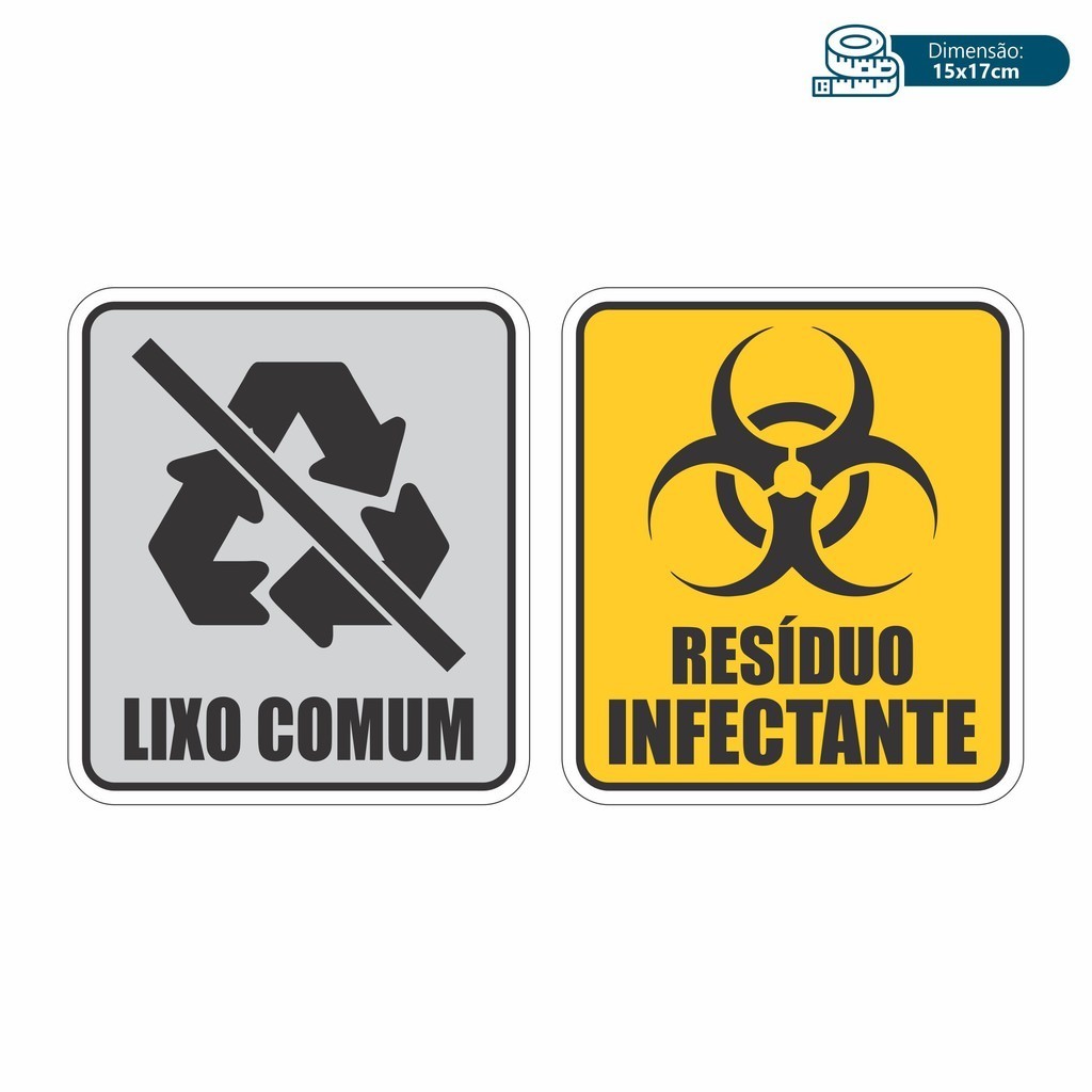 Adesivo De Sinalização Lixo Infectante E Comum