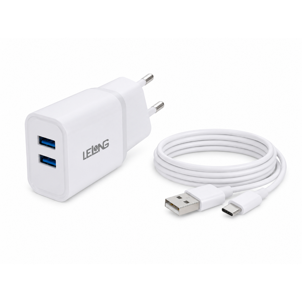 Carregador Rápido Tipo USB C Para Celular Tablet  3.1A 2 USB Compatível Samsung Motorola Xiaomi