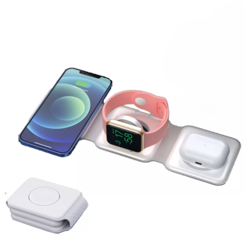 CARREGADOR PORTÁTIL DOBRÁVEL Magsafe 3 em 1- Branco
