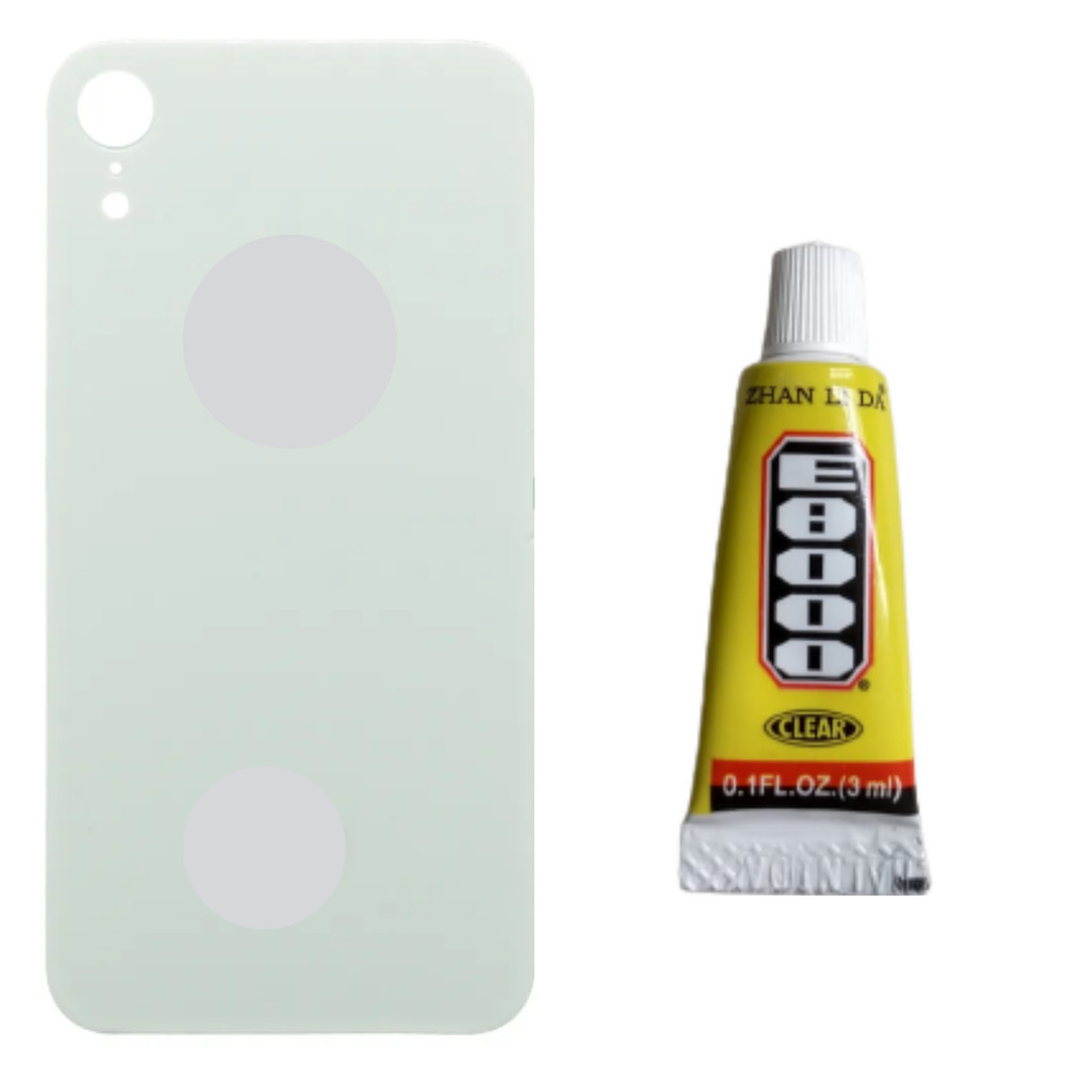 Tampa Traseira De Vidro Para iPhone Xr Branco + Cola 3ml