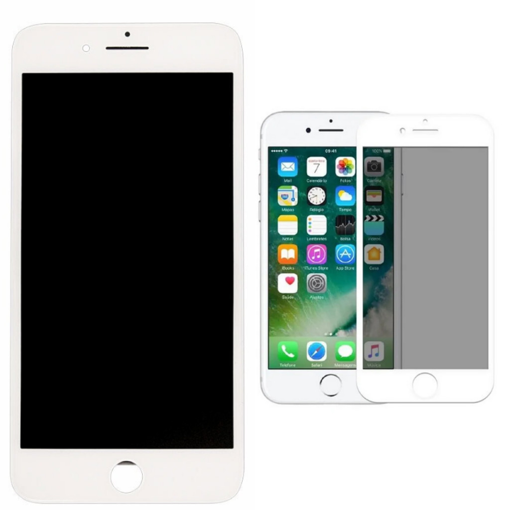 Tela Lcd Touch Para iphone 8 Plus Branco + Capa + Película Privacidade