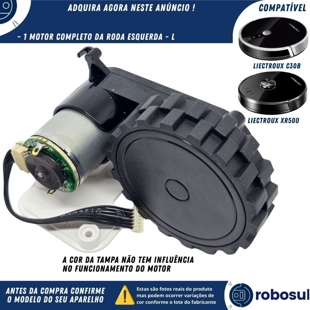 Motor da Roda ESQUERDA L Completa Para Robô Aspirador Liectroux XR500 e C30B